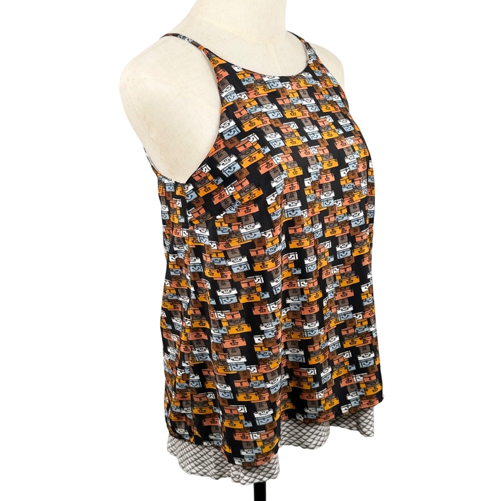 Anthropologie‎ Porridge Layered Swing Tank Top XS Suitcase Halter Split Back EUC